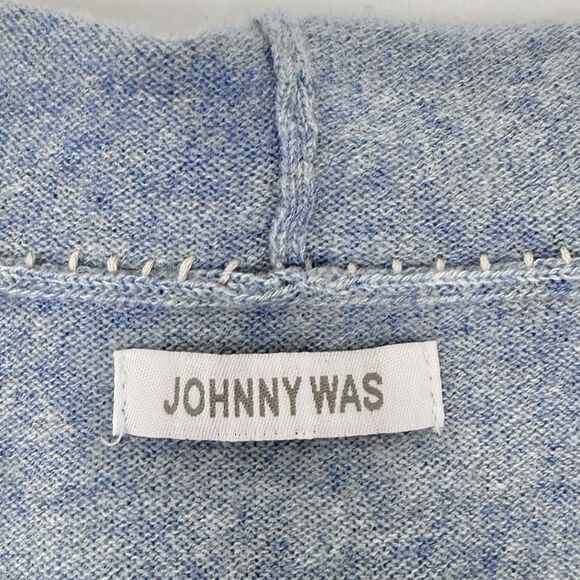 Johnny Was Sovanna Baja 100% Cashmere Embroidered Hoodie Blue Large Boho - Picture 2 of 16
